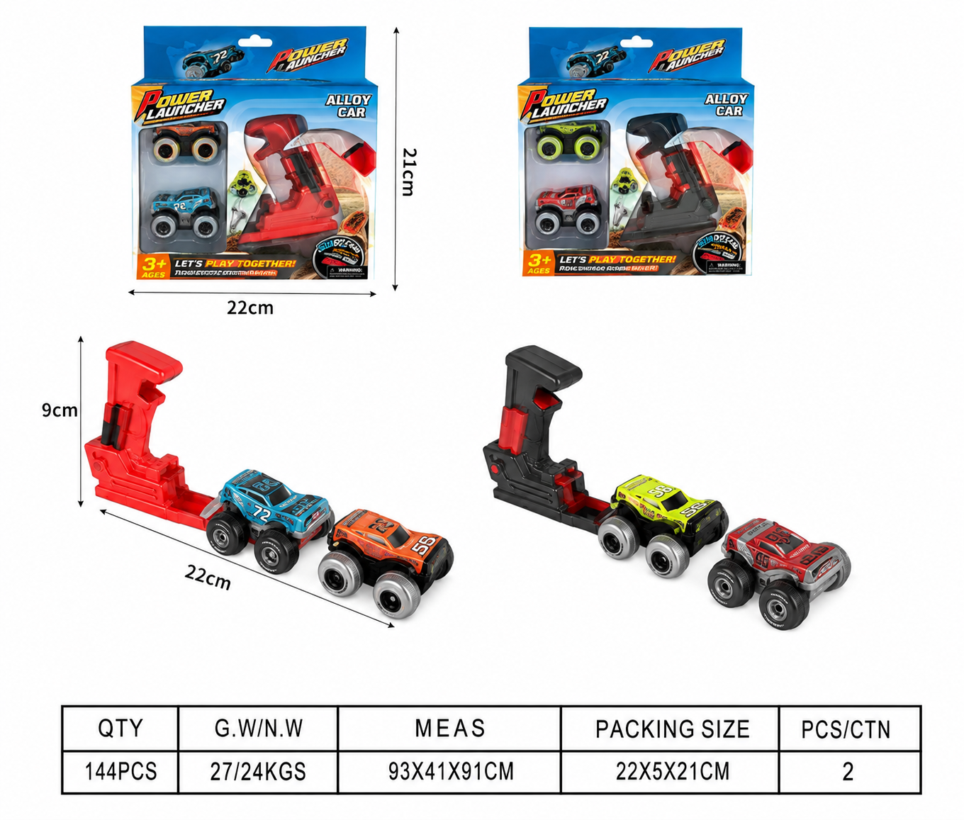 Power Launcher Alloy Car Toy Set – High-Speed Monster Truck Launcher with 2 Mini Racing Cars for Kids