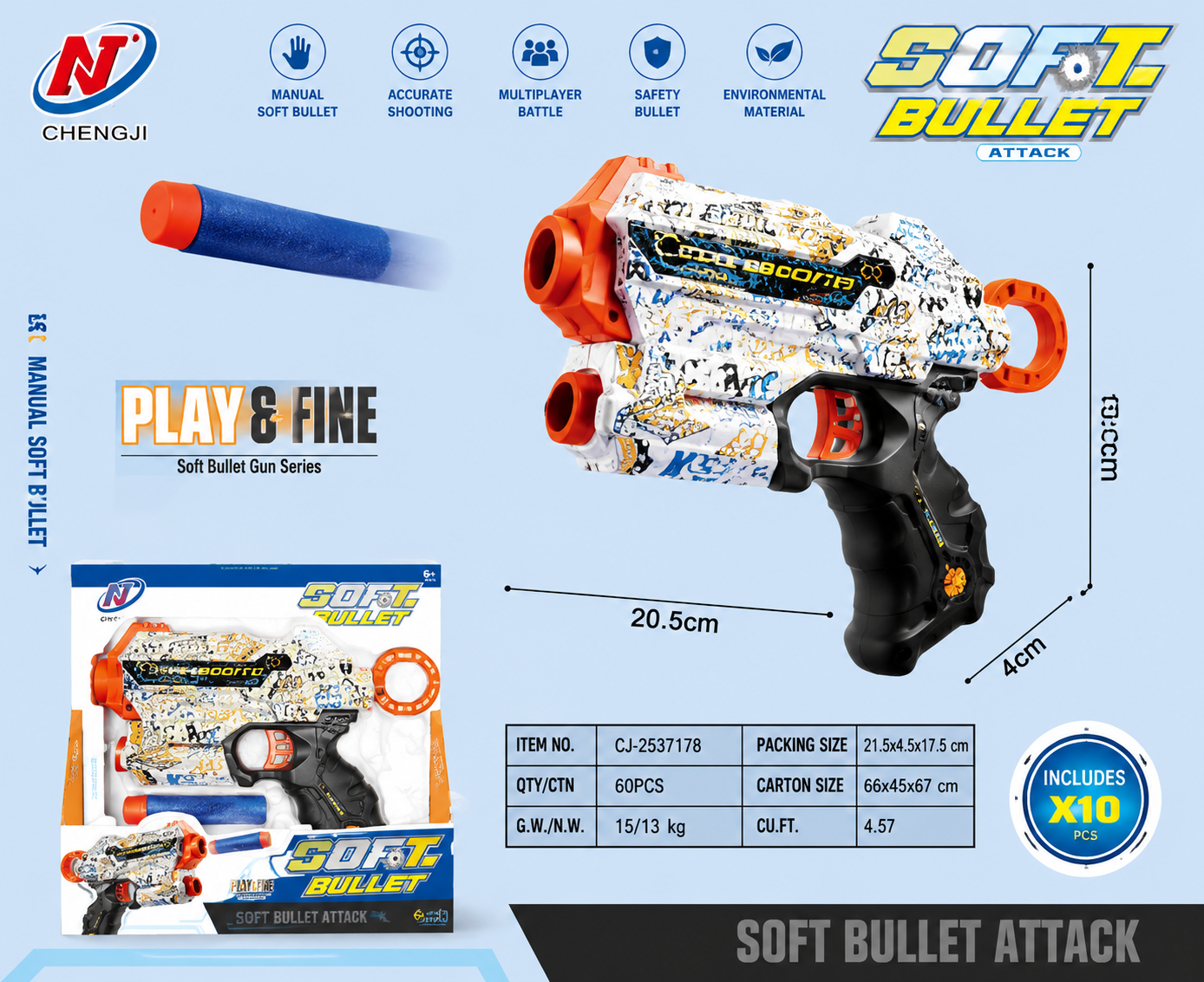 Soft Bullet Attack Toy Blaster Gun Set