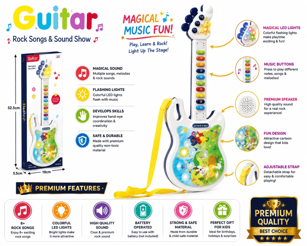 RedTeys Musical Toy Guitar – 55cm Kids Guitar with Fun Songs, Sound Effects & Strap