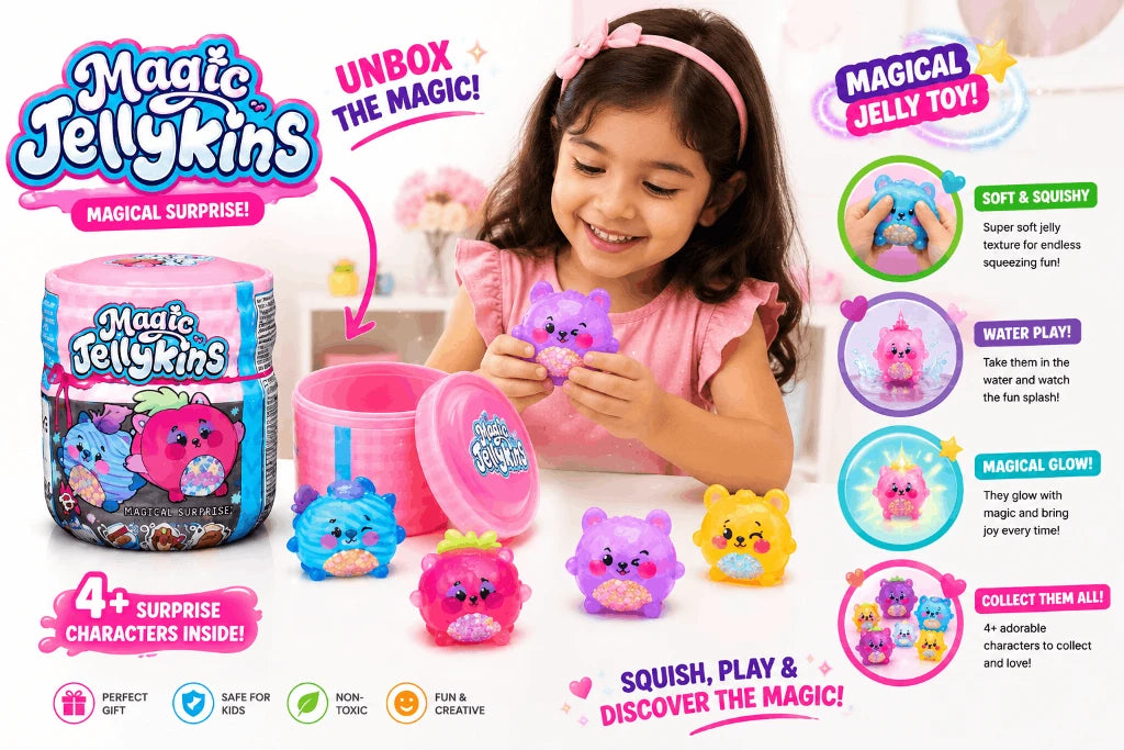 Magic Jellykins Surprise Toy Jar – Collectible Squishy Animal Figure with Water Reveal Fun for Kids Age 5+
