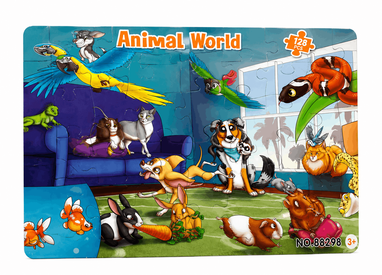 Animal World Puzzle - 128 Pcs Jigsaw Toy Game for Toddlers