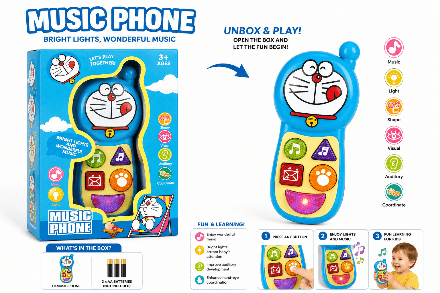 Music Phone Toy - Educational Musical Mobile Phone for Toddlers