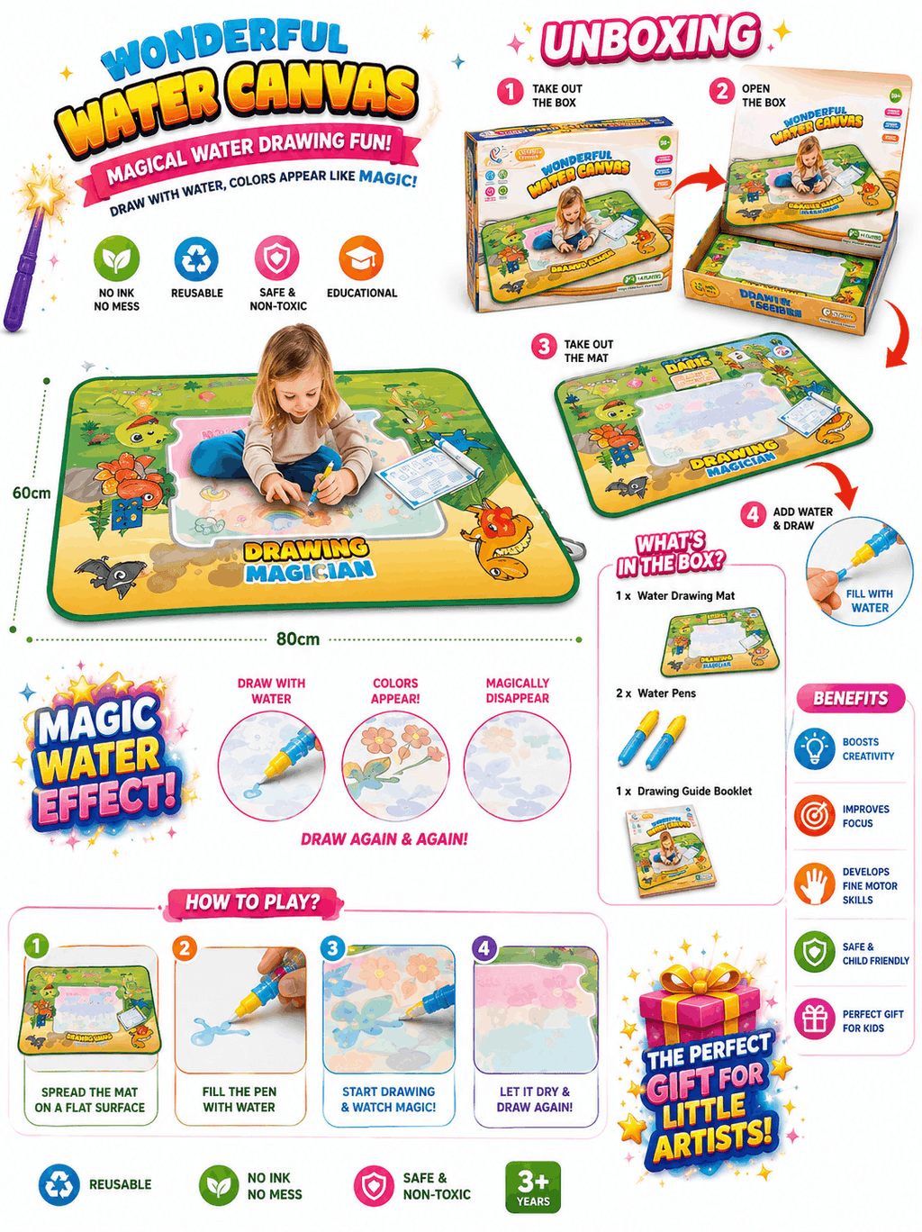 Magic Water Drawing Mat for Kids