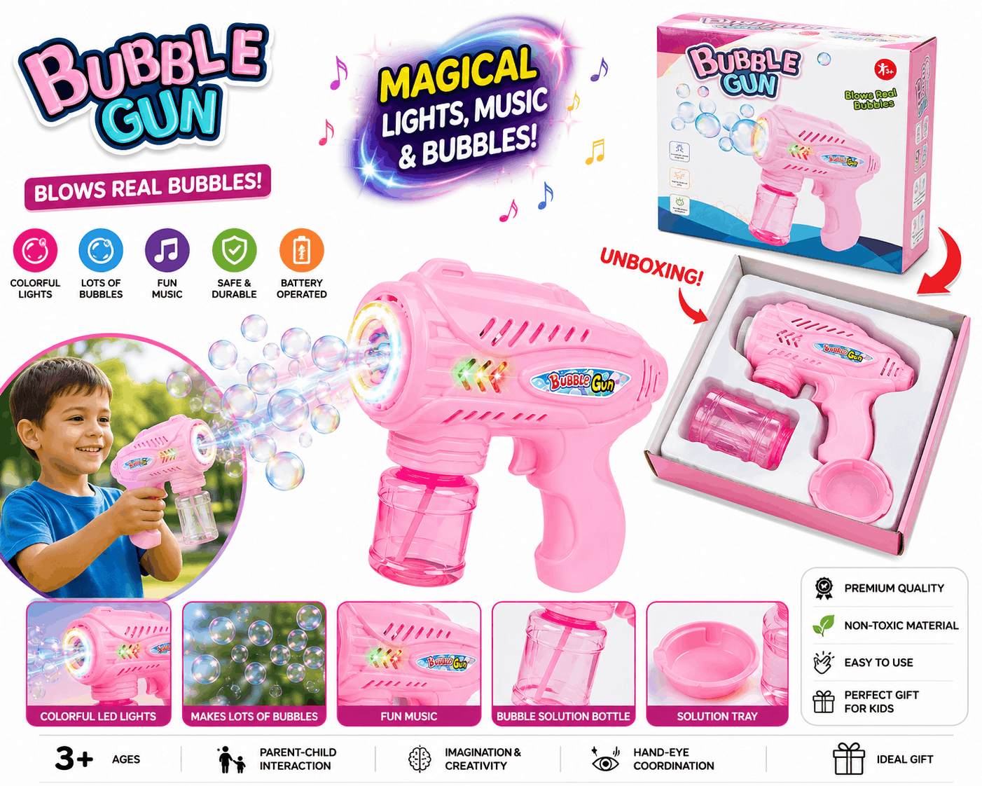 Electric Bubble Gun for Kids