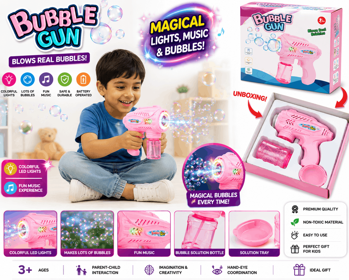 Electric Bubble Gun for Kids