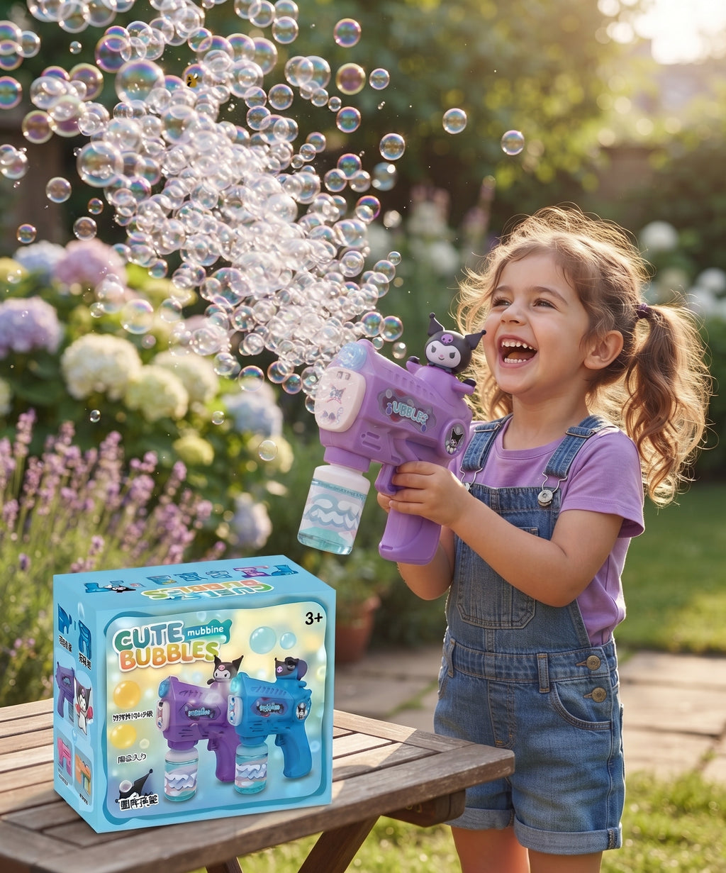 Bubble Gun Play Set with Gift Box, Extra Solution Bottles & LED Lights – Kids Outdoor & Indoor Toy