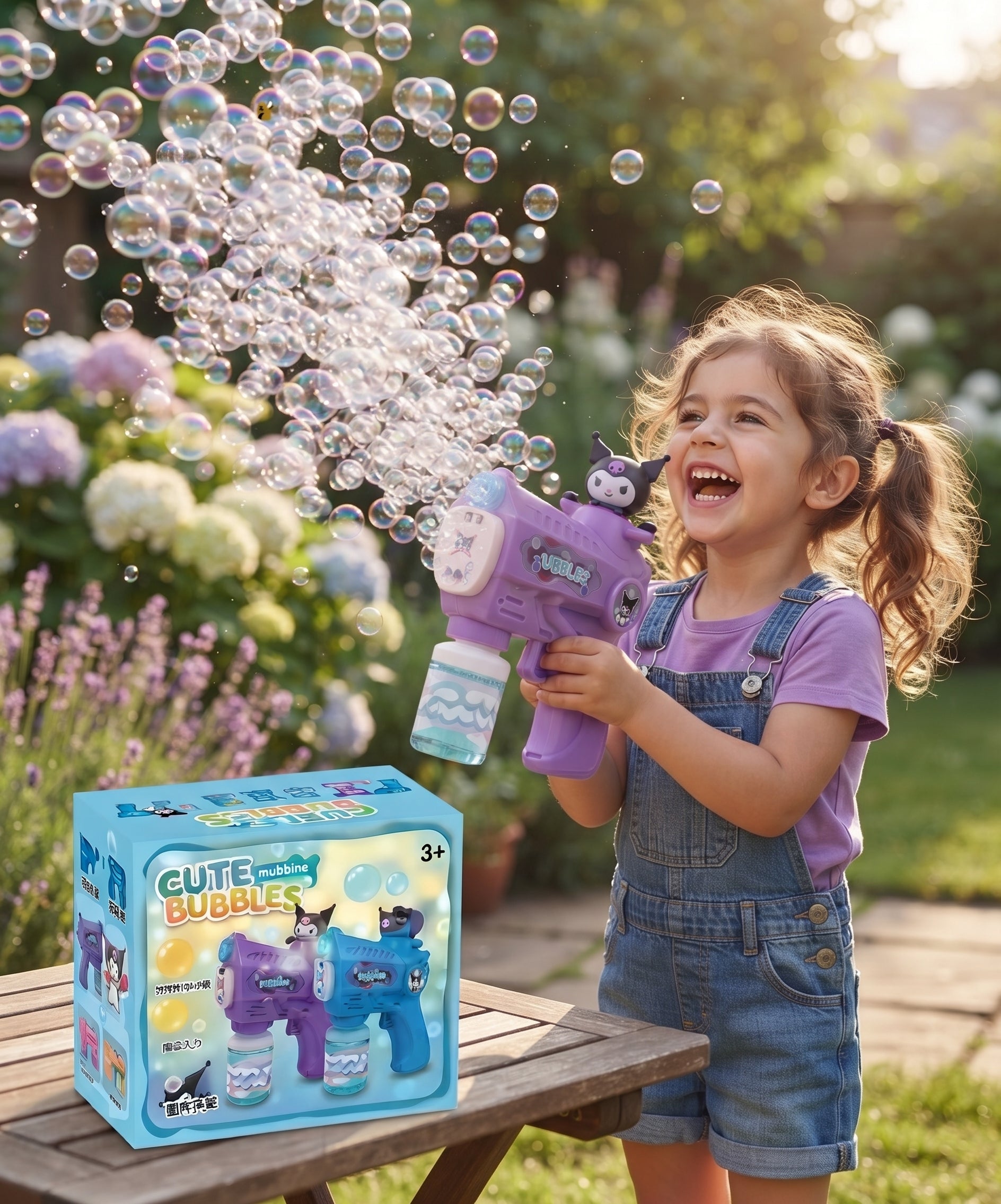 Bubble Gun Play Set with Gift Box, Extra Solution Bottles & LED Lights – Kids Outdoor & Indoor Toy