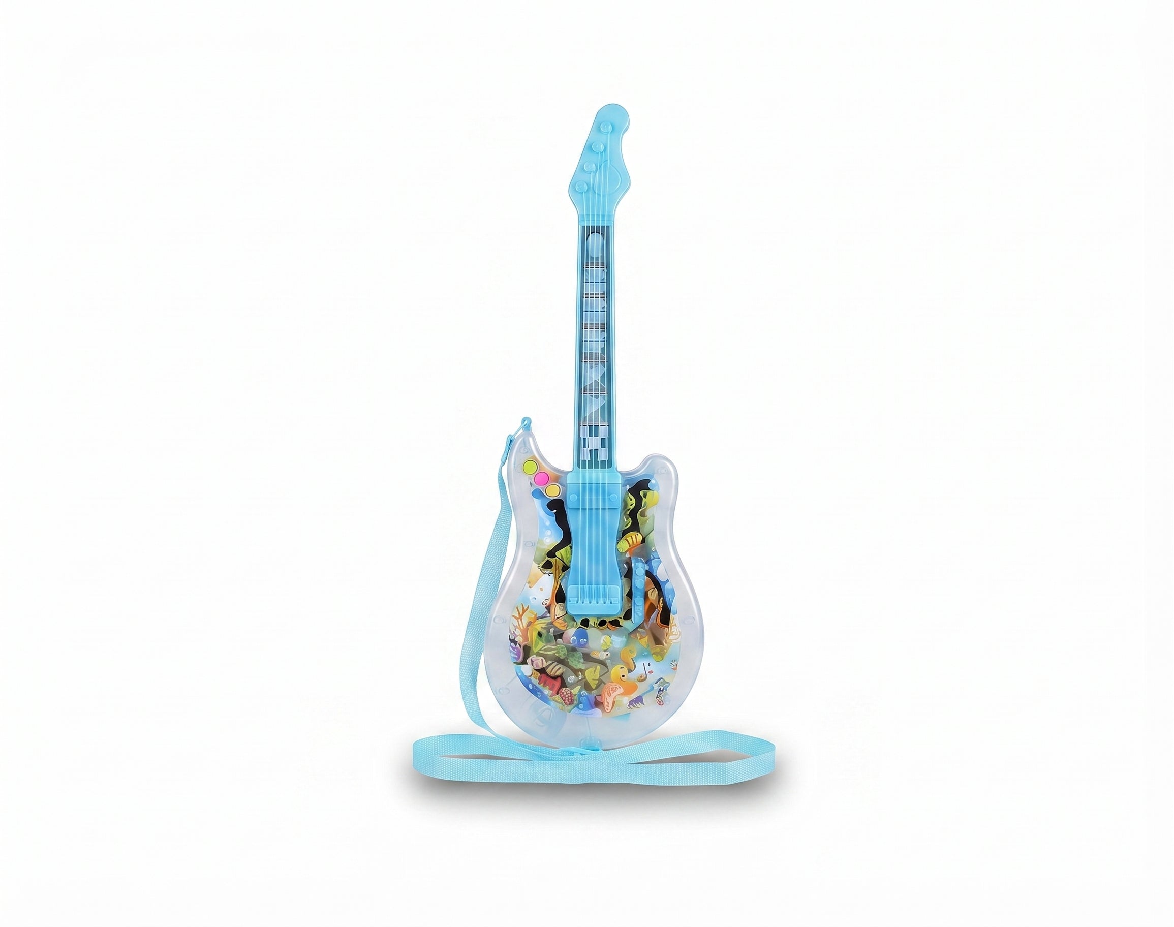 Kids Musical Guitar Toy – Transparent Underwater Design, Interactive Buttons, Strumming Details & Carry Strap for Boys and Girls