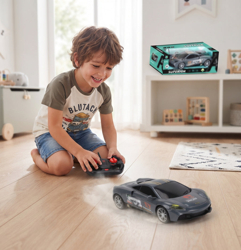 Superior RC Stunt Car with Remote Control – Rechargeable High-Speed Racing Toy with Lights & Action Design