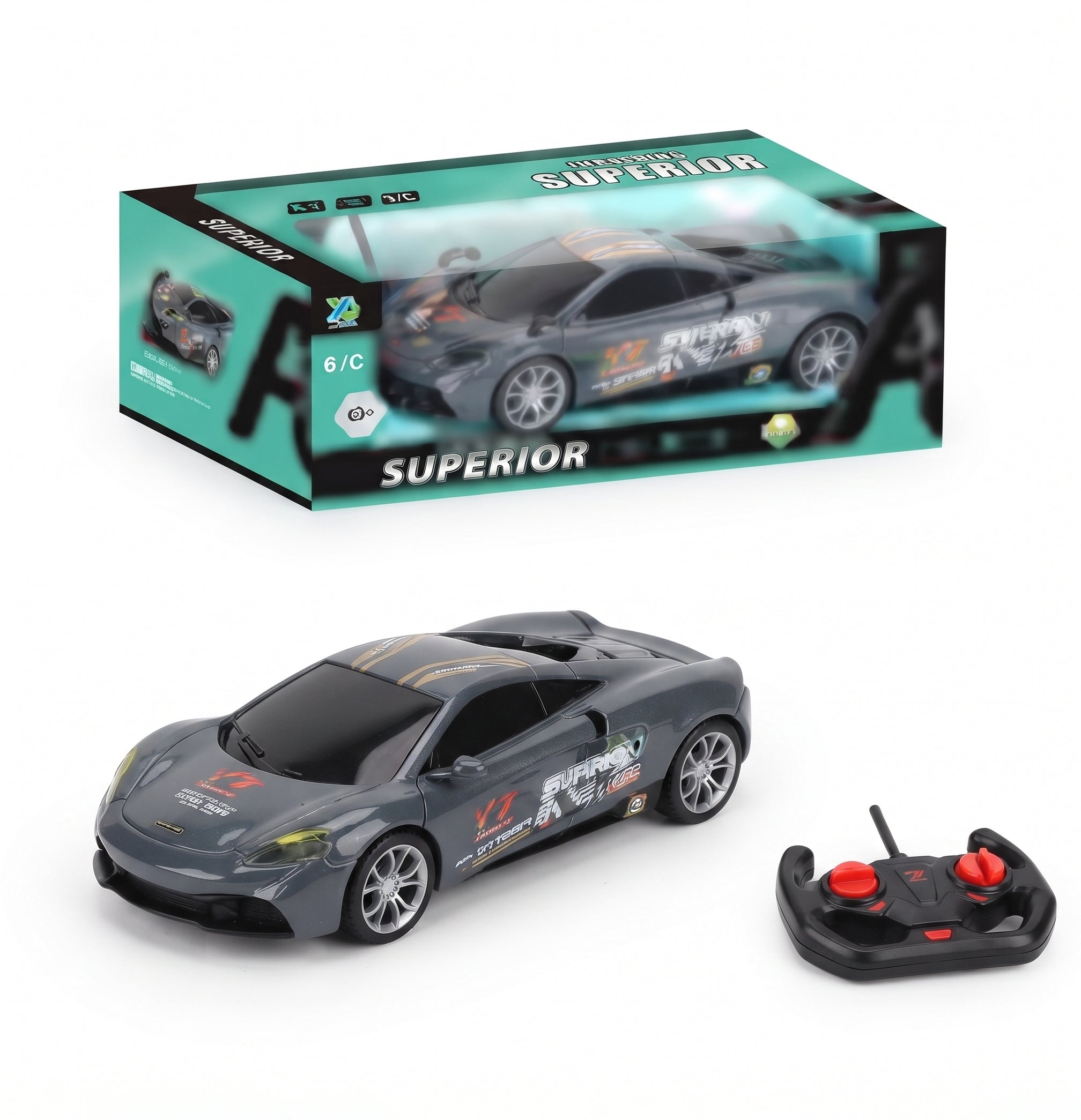 Superior RC Stunt Car with Remote Control – Rechargeable High-Speed Racing Toy with Lights & Action Design