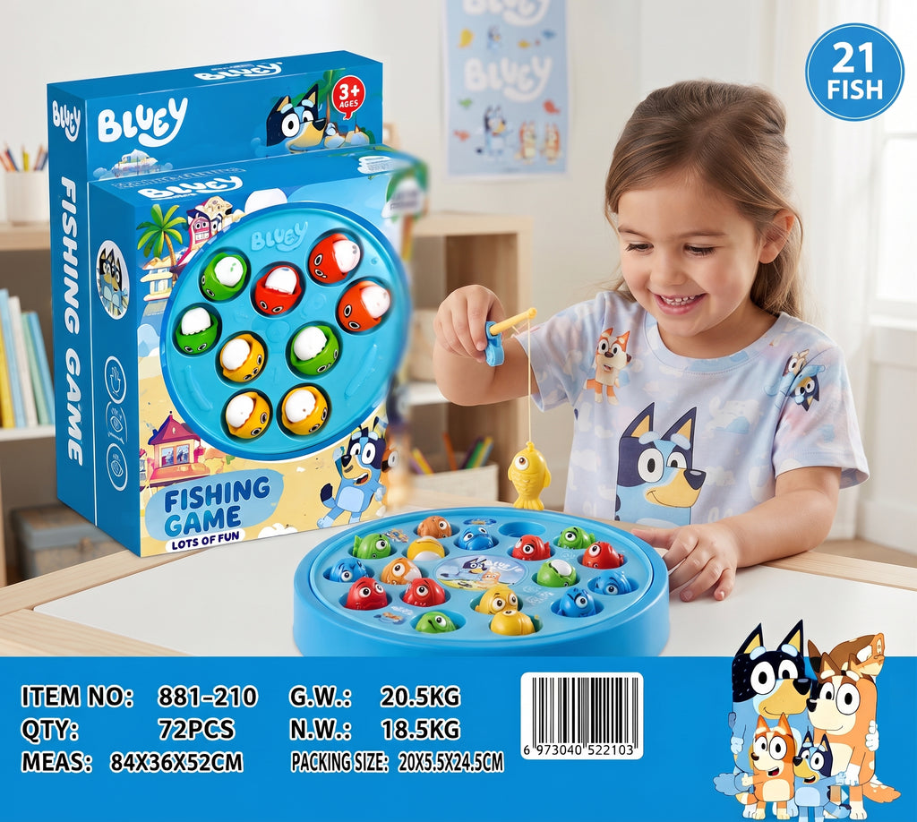 Bluey Rotating Fishing Game Toy with 21 Fish & Music – Fun Interactive Educational Board Game for Kids 3+ Years