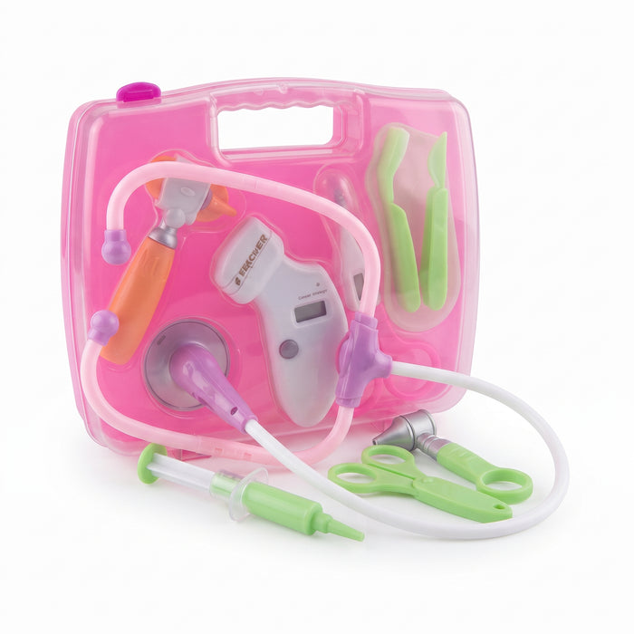 Doctor Pretend-Play Kit – Portable Pink Medical Case with Stethoscope & Tools