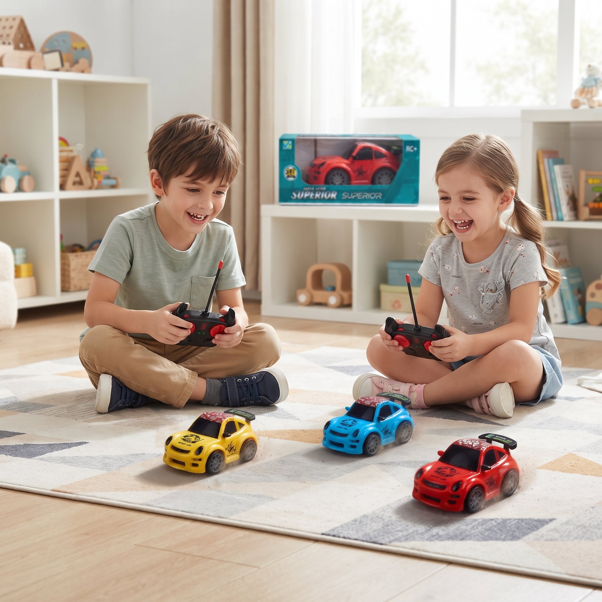 Superior Racing 3.0 Remote Control Toy Car Set – Multi-Color High-Speed RC Cars with Box & Controller