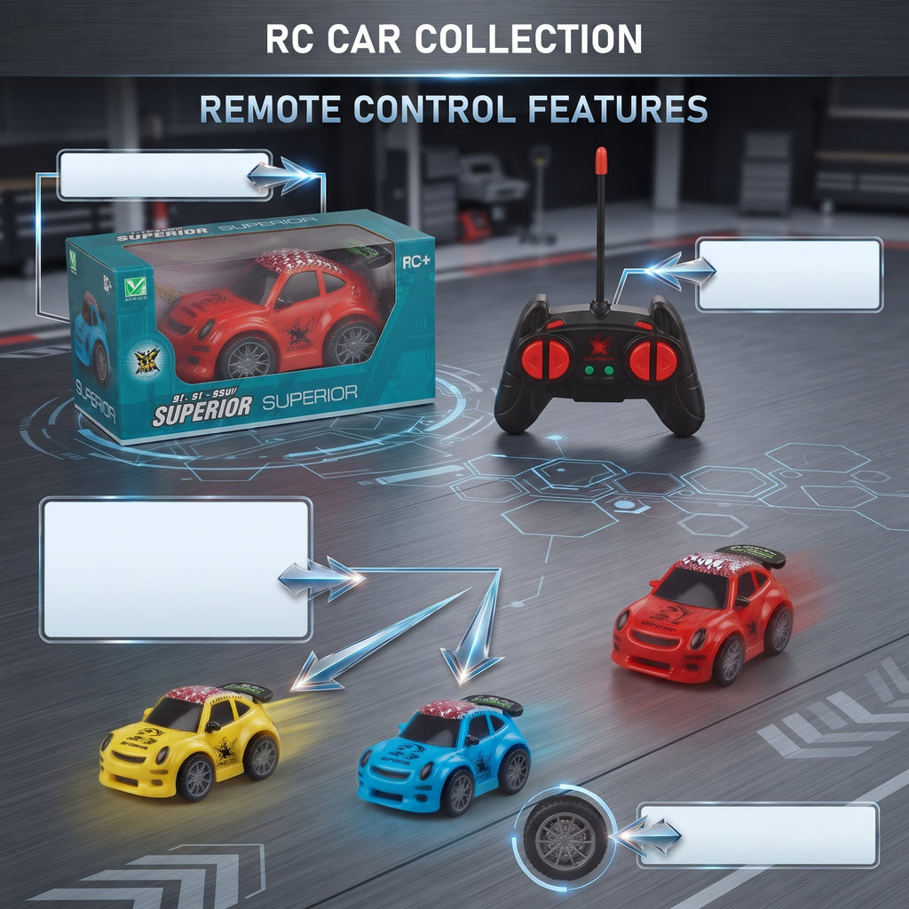Superior Racing 3.0 Remote Control Toy Car Set – Multi-Color High-Speed RC Cars with Box & Controller