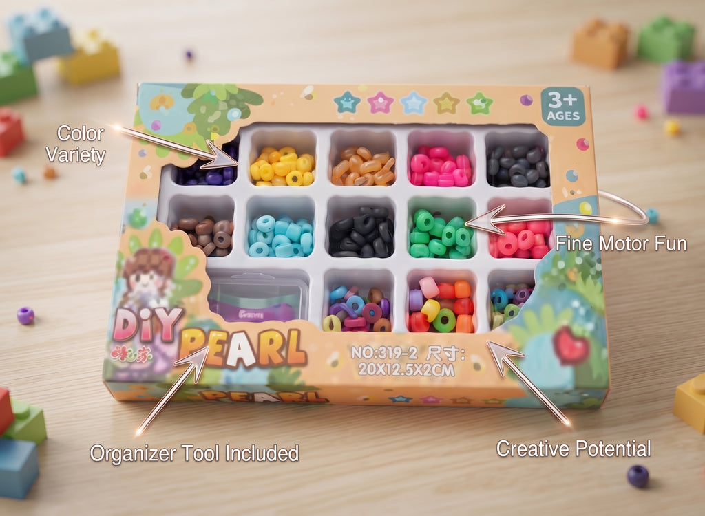DIY Pearl & Bead Sensory Play Kit for Kids 3+ | Colorful Fine Motor Skills Arts & Crafts Toy Set