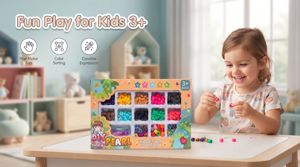 DIY Pearl & Bead Sensory Play Kit for Kids 3+ | Colorful Fine Motor Skills Arts & Crafts Toy Set