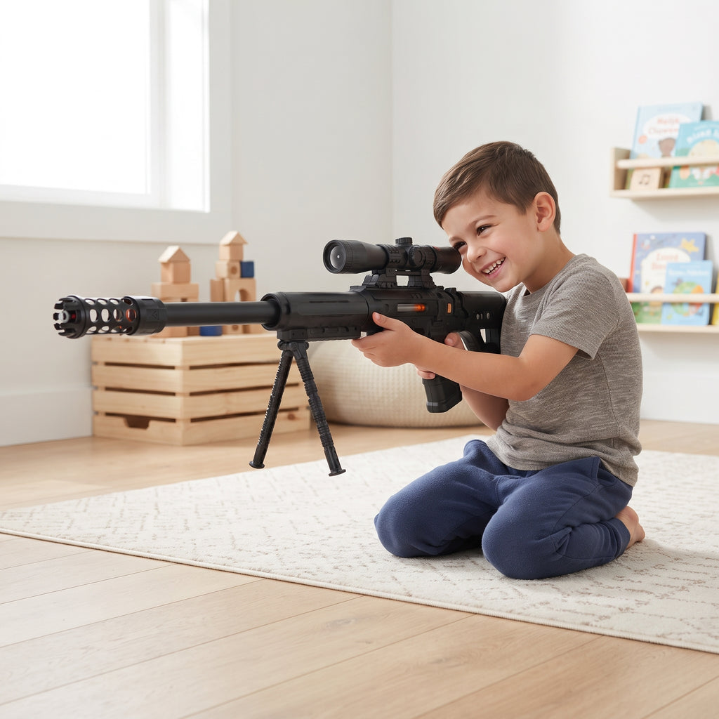 Sniper Rifle Toy for Kids – Battery Operated Tactical Toy Gun with Flashing Lights & Realistic Sounds (Ages 3+)