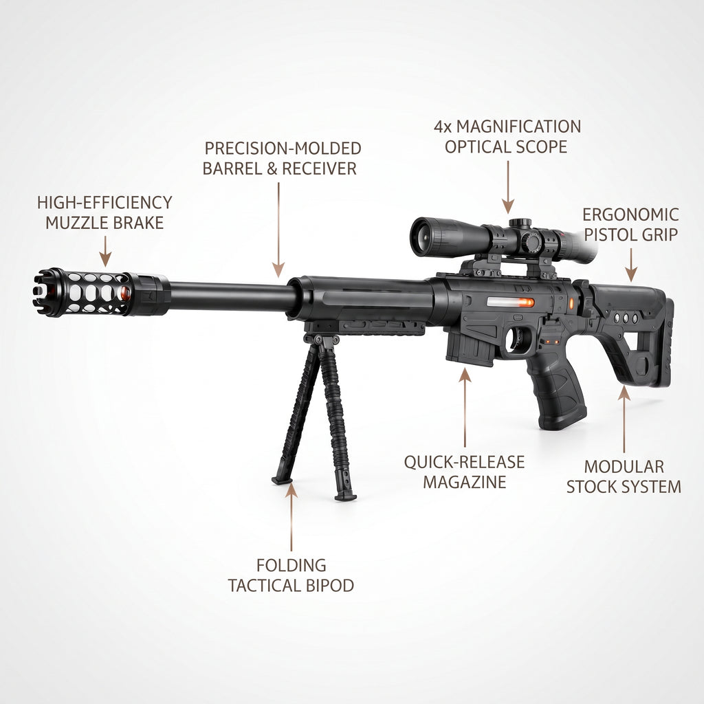 Sniper Rifle Toy for Kids – Battery Operated Tactical Toy Gun with Flashing Lights & Realistic Sounds (Ages 3+)