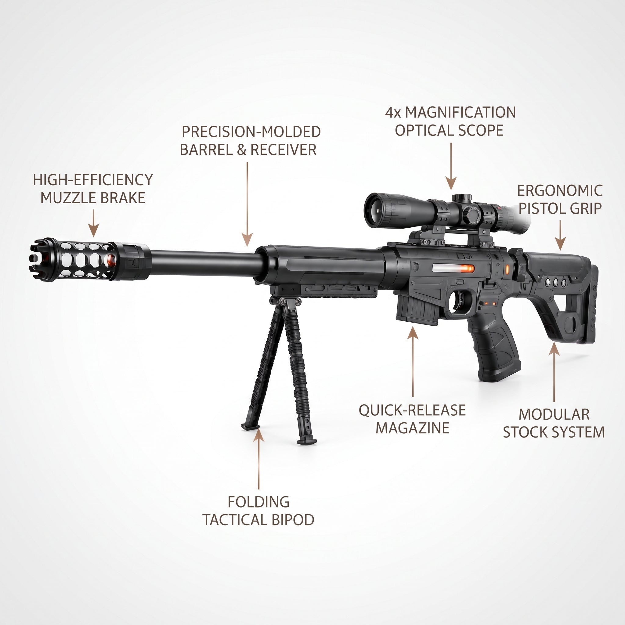 Sniper Rifle Toy for Kids – Battery Operated Tactical Toy Gun with Flashing Lights & Realistic Sounds (Ages 3+)