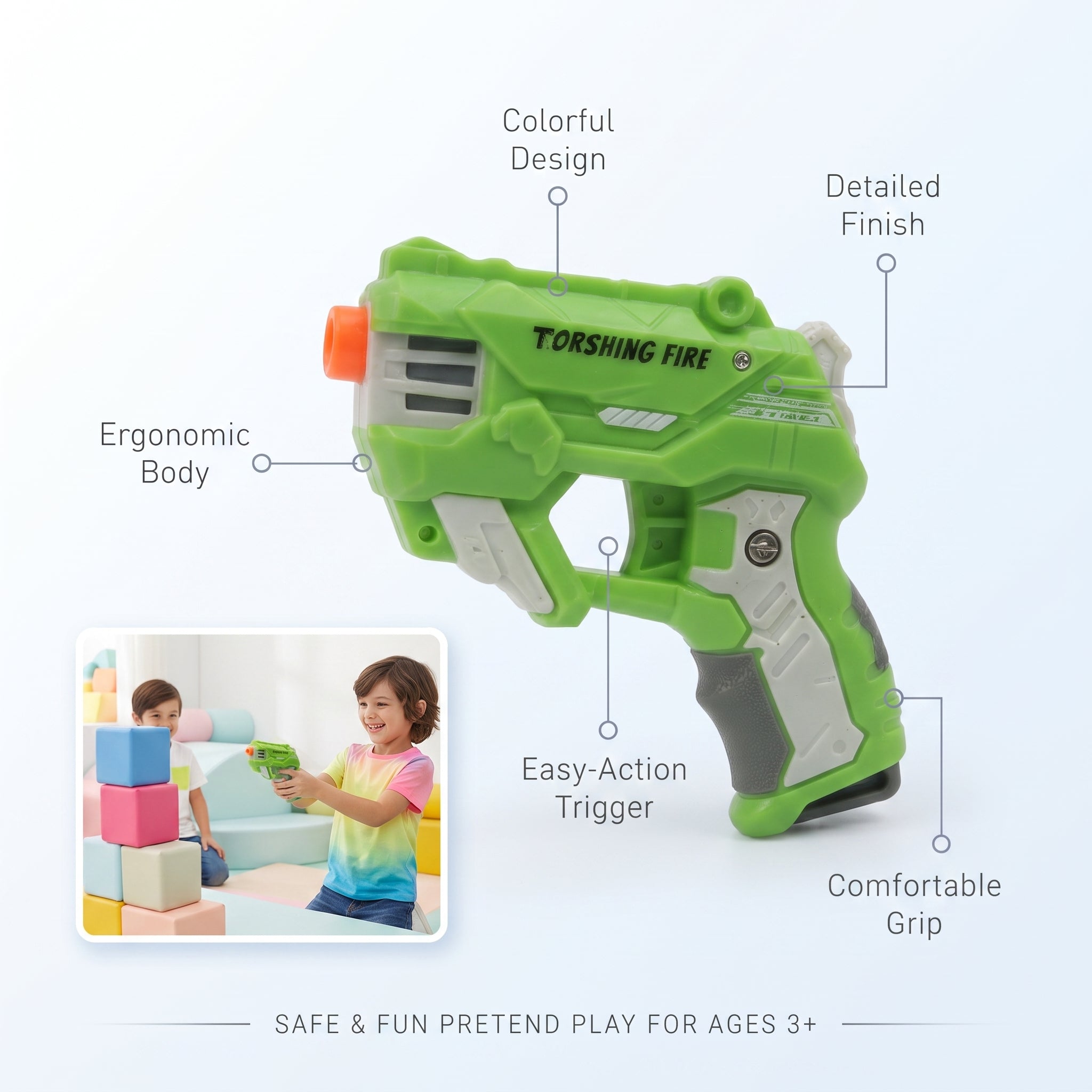 Raging Fire Toy Blaster – Safe Foam Dart Shooter Playset with Colorful Design