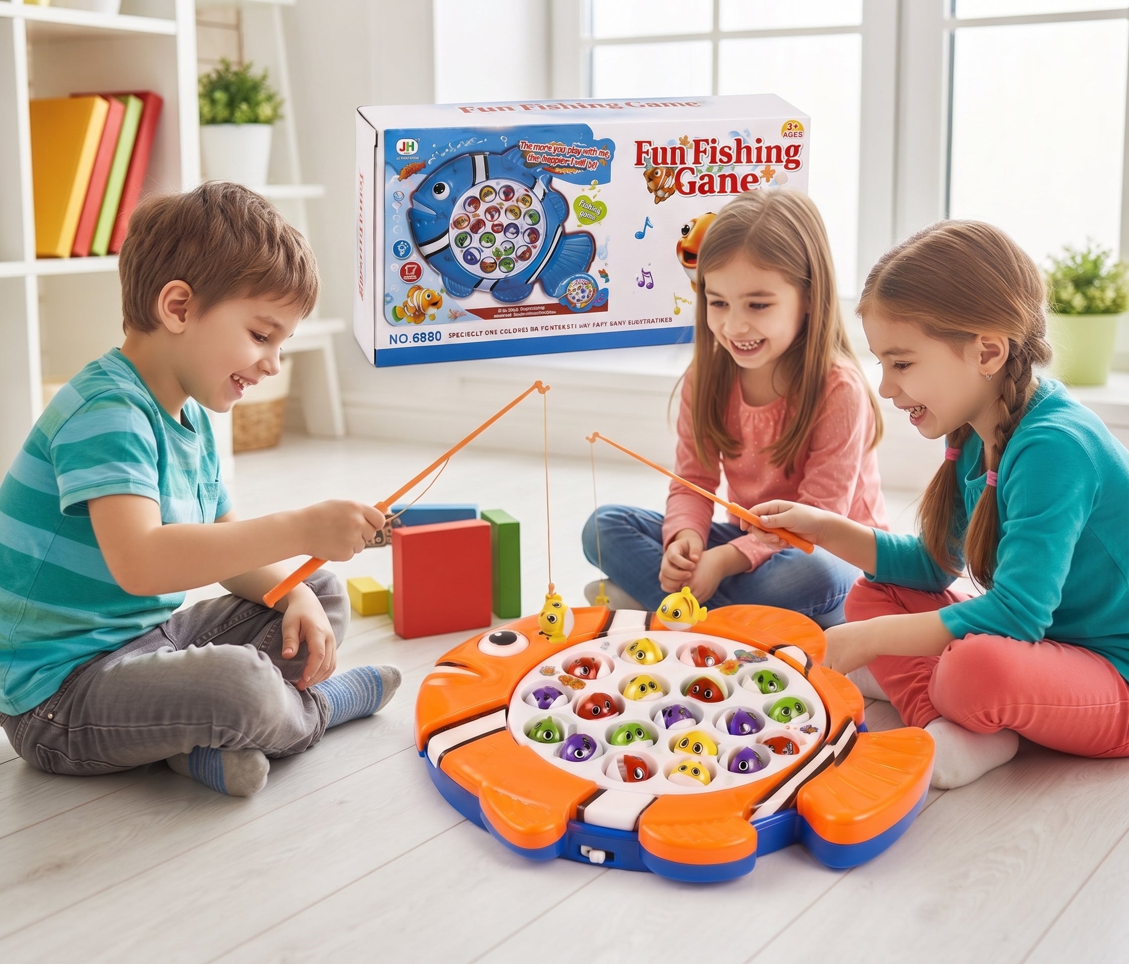 Deluxe Electronic Musical Fun Fishing Game Toy with 24 Magnetic Fish & 2 Rods