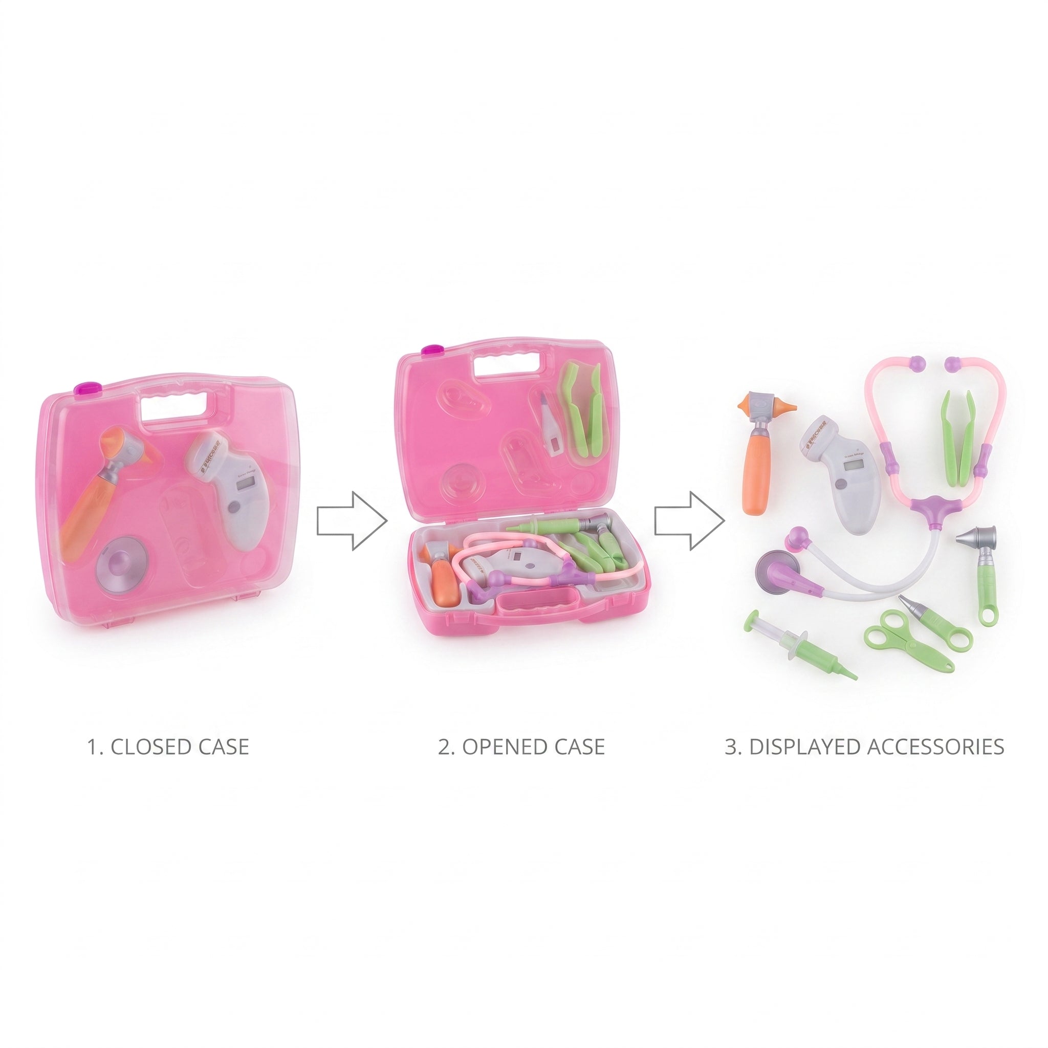 Doctor Pretend-Play Kit – Portable Pink Medical Case with Stethoscope & Tools