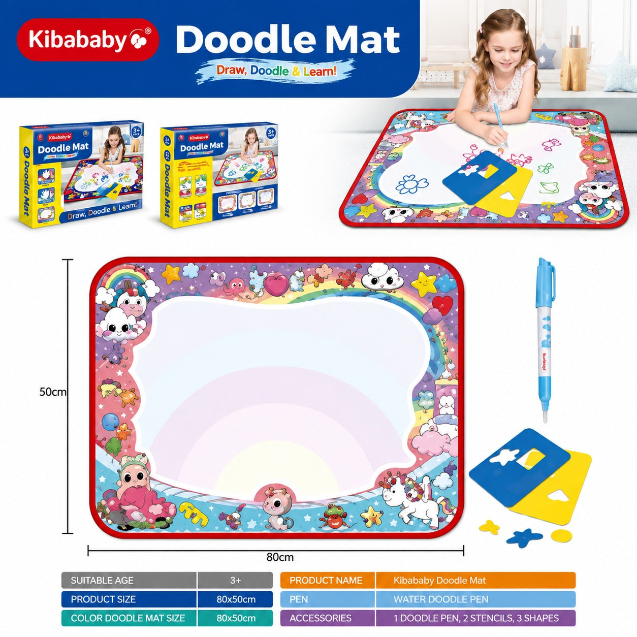 Kibababy Doodle Mat for Kids